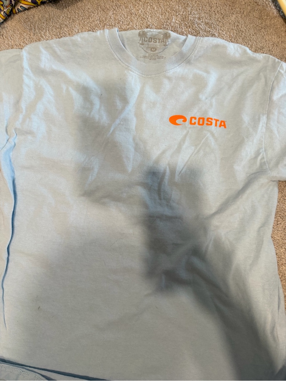 Costa Light Blue Short Sleeve Tee with Orange Logo